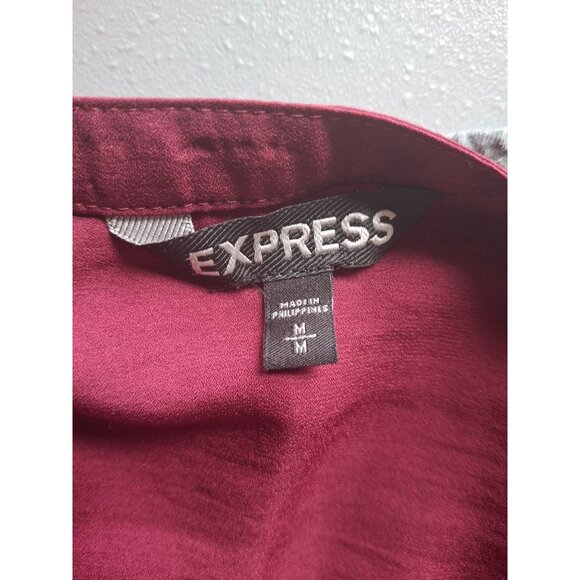 Express Henley Shirt Womens Medium Burgundy Gray - Picture 3 of 7